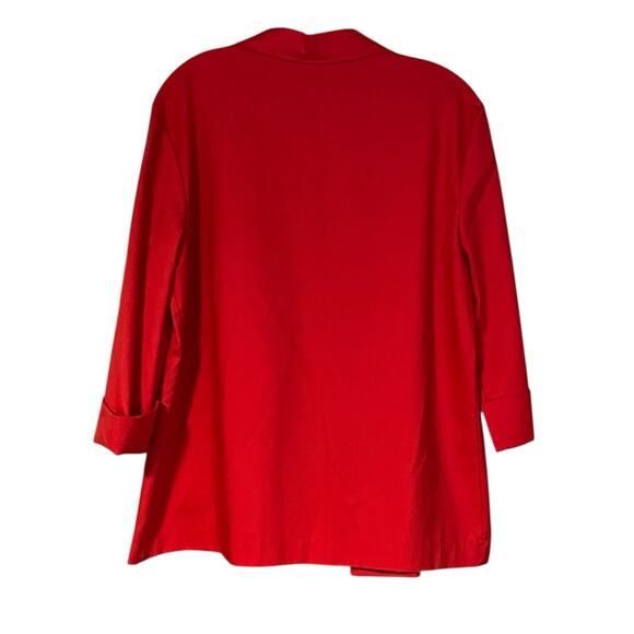 Vintage Womens Random Sportswear Size 16 Red 3/4 Sleeve Open Front Blazer Pocket - Picture 3 of 7